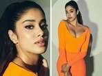 Janhvi Kapoor in orange bodycon dress from her indoor photoshoot. Janhvi Kapoor in orange bodycon dress from her indoor photoshoot.