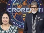 Kavita Chawla with Amitabh Bachchan on Kaun Banega Crorepati 14. Kavita Chawla with Amitabh Bachchan on Kaun Banega Crorepati 14.