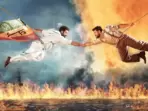 Jr NTR and Ram Charan in a still from SS Rajamouli's RRR. Jr NTR and Ram Charan in a still from SS Rajamouli's RRR.