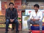 Kapil Sharma with Raju Srivastava on the sets of The Kapil Sharma Show. Kapil Sharma with Raju Srivastava on the sets of The Kapil Sharma Show.