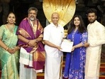 Picture of the couple at the temple's premises making donation to the trust. (ANI/ Twitter) Picture of the couple at the temple's premises making donation to the trust. (ANI/ Twitter)