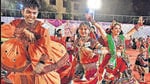 Dandiya enthusiast play garba during Navratri in Panvel. Each year the ground has 18,000 to 20,000 footfall every day. (Hindustan Times) Dandiya enthusiast play garba during Navratri in Panvel. Each year the ground has 18,000 to 20,000 footfall every day. (Hindustan Times)