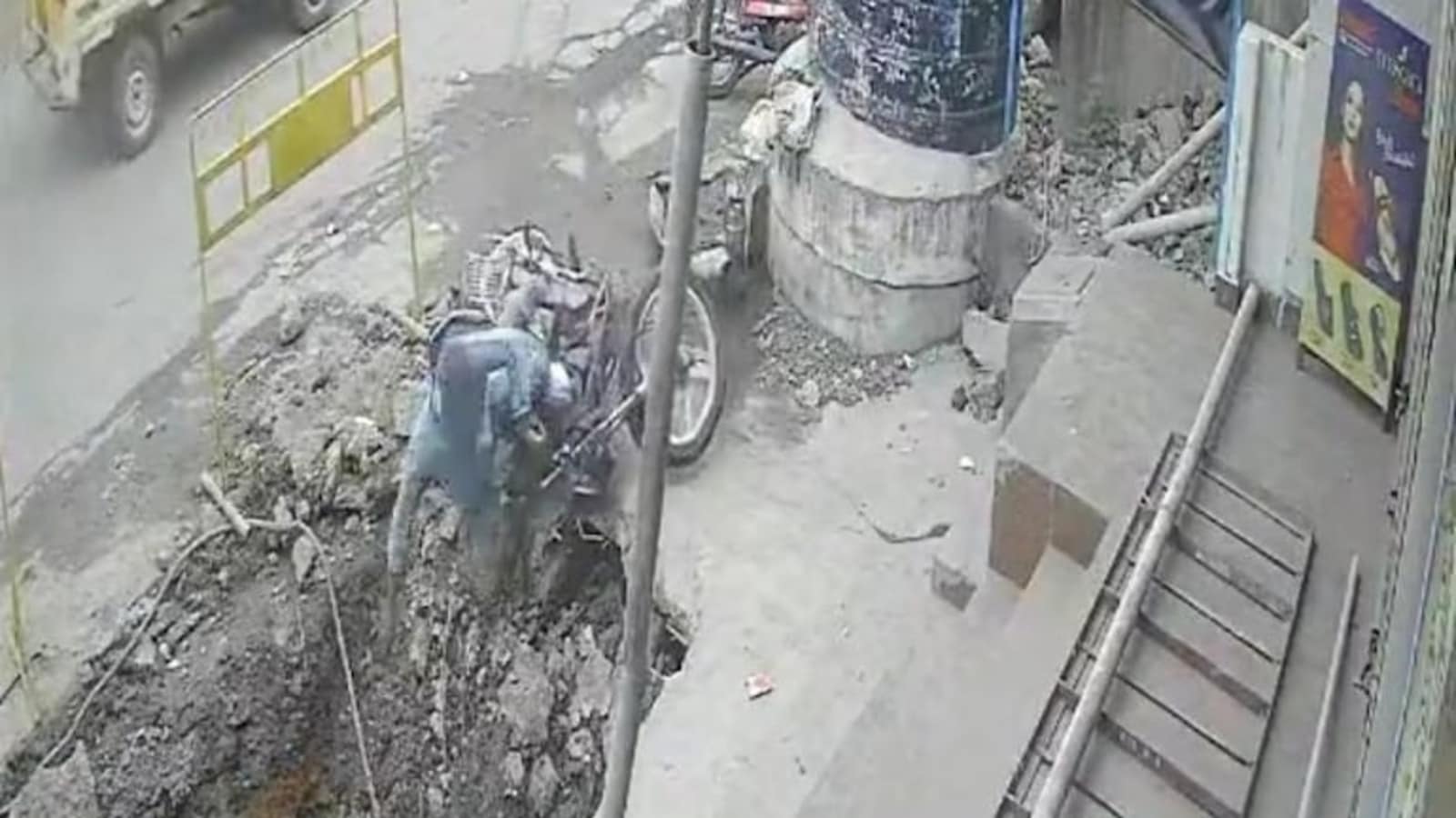 Chennai Man Manoeuvres His Bike Parked Beside A Deep Pit Then This Happens Latest News India