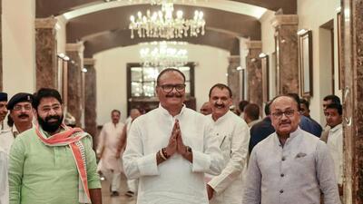 Deputy chief minister Brajesh Pathak and senior BJP leader Sidharth Nath Singh at the Uttar Pradesh assembly building for the ongoing monsoon session on Wednesday. (PTI PHOTO) Deputy chief minister Brajesh Pathak and senior BJP leader Sidharth Nath Singh at the Uttar Pradesh assembly building for the ongoing monsoon session on Wednesday. (PTI PHOTO)