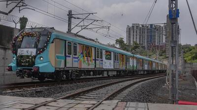 Mumbai, India - August 30, 2022: CM Eknath Shinde and Dy CM Devendra Fadnavis flag off trial run inside Aarey for the Colaba-Bandra-Seepz Metro-3 corridor on a 3-km tunnel stretch between the temporary facility of Sariput Nagar and Marol Naka station, at Aarey Colony, Goregaon, in Mumbai, India, on Tuesday, August 30, 2022. (Photo by Satish Bate/ Hindustan Times) (Satish Bate/HT PHOTO)