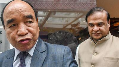 Assam chief minister Himanta Biswa Sarma (right) and Mizoram chief minister Zoramthanga after a meeting on Assam-Mizoram border issue in New Delhi on Wednesday. (PTI) Assam chief minister Himanta Biswa Sarma (right) and Mizoram chief minister Zoramthanga after a meeting on Assam-Mizoram border issue in New Delhi on Wednesday. (PTI)