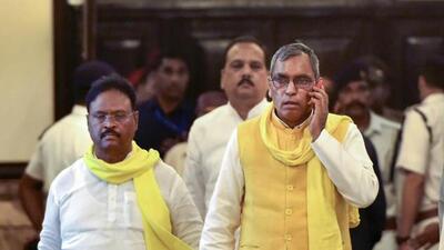 SBSP chief Om Prakash Rajbhar arrives to attend the monsoon session of the Uttar Pradesh assembly in Lucknow on Wednesday. (PTI PHOTO) SBSP chief Om Prakash Rajbhar arrives to attend the monsoon session of the Uttar Pradesh assembly in Lucknow on Wednesday. (PTI PHOTO)