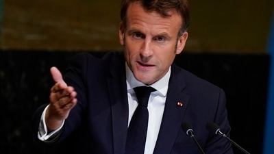 Russia-Ukraine War: Emmanuel Macron, President of France, addresses United Nations. (AP) Russia-Ukraine War: Emmanuel Macron, President of France, addresses United Nations. (AP)