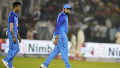 Australia chased down the mammoth total with four balls to spare. (AP) Australia chased down the mammoth total with four balls to spare. (AP)
