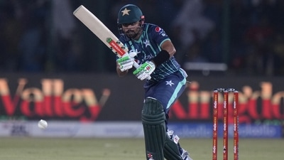 Pakistan's captain Babar Azam plays a shot during the first T20 cricket match between Pakistan and England (AP) Pakistan's captain Babar Azam plays a shot during the first T20 cricket match between Pakistan and England (AP)