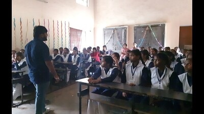 The event underway at Annie Besant Girls Inter College, Chhota Baghada, Prayagraj, on Wednesday. (HT Photo)