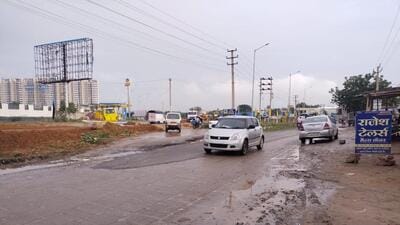 The newly constructed road in front of a petrol pump in Naurangpur village. (Leena Dhankhar/HT Photo) The newly constructed road in front of a petrol pump in Naurangpur village. (Leena Dhankhar/HT Photo)