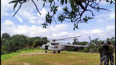 A MI-17 helicopter at Burha Pahar’, an area known as a Maoist stronghold, as part of a joint operation near the Jharkhand-Bihar border (PTI?Jharkhand Police Photo) A MI-17 helicopter at Burha Pahar’, an area known as a Maoist stronghold, as part of a joint operation near the Jharkhand-Bihar border (PTI?Jharkhand Police Photo)