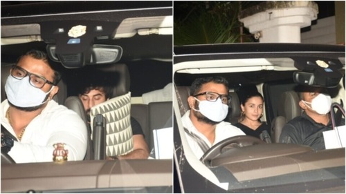 Alia and Ranbir arrived together for Mahesh Bhatt's birthday celebrations (HT Photos/Varinder Chawla)