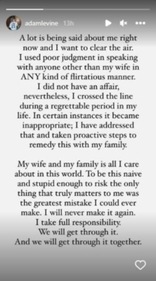 Taking to his Instagram Stories, Adam shared a statement.