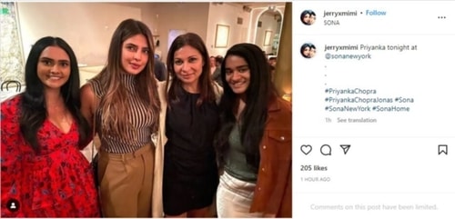 A fan account also shared a picture of Priyanka from inside the restaurant. A fan account also shared a picture of Priyanka from inside the restaurant.