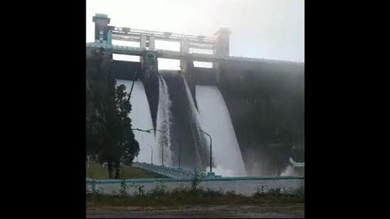 The leaked shutters of the Parambikulam dam in Kerala. (Twitter Photo)