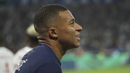 Kylian Mbappe reacts after missing a goal opportunity&nbsp;(AP)