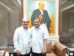 Jagmal Vala with AAP chief Arvind Kejriwal.(Twitter/@jagmalbhaivala) Jagmal Vala with AAP chief Arvind Kejriwal.(Twitter/@jagmalbhaivala)