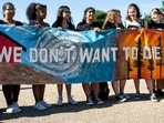 A group of teenage protesters, part of the global movement A group of teenage protesters, part of the global movement