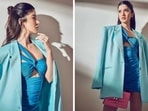 Shanaya Kapoor in blue cutout bodycon dress from her indoor photoshoot. Shanaya Kapoor in blue cutout bodycon dress from her indoor photoshoot.