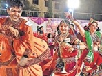 Navratri is celebrated in Gujarat with colours, feasts and Garba.(Hindustan Times) Navratri is celebrated in Gujarat with colours, feasts and Garba.(Hindustan Times)