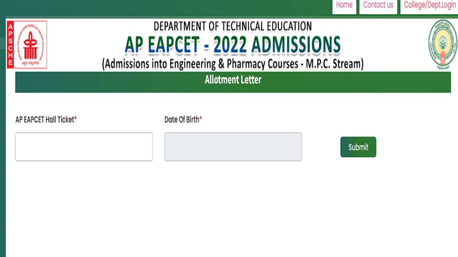 AP EAMCET 2022 seat allotment result out at cets.apsche.ap.gov.in