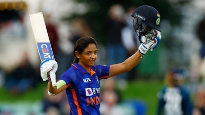 India's Harmanpreet Kaur celebrates her century&nbsp; (Action Images via Reuters)
