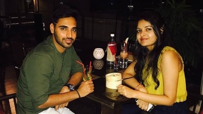 Bhuvneshwar Kumar and wife Nupur Nagar (Twitter) Bhuvneshwar Kumar and wife Nupur Nagar (Twitter)
