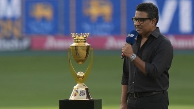 Sanjay Manjrekar speaks at the toss before the start of the T20 cricket match of Asia Cup between India and Pakistan (AP) Sanjay Manjrekar speaks at the toss before the start of the T20 cricket match of Asia Cup between India and Pakistan (AP)