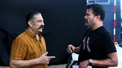 Kamal Haasan and Shankar on the sets of Indian 2.