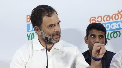 Congress leader Rahul Gandhi addresses a press conference during the party's 'Bharat Jodo Yatra', in Ernakulam district in Kerala. (PTI Photo) Congress leader Rahul Gandhi addresses a press conference during the party's 'Bharat Jodo Yatra', in Ernakulam district in Kerala. (PTI Photo)