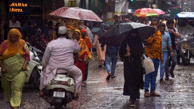 The withdrawal of southwest monsoon is declared if there has been no rainfall in the region for five days along with the development of anti-cyclonic circulation and water vapour imagery indicates dry weather conditions over the region. (PTI) The withdrawal of southwest monsoon is declared if there has been no rainfall in the region for five days along with the development of anti-cyclonic circulation and water vapour imagery indicates dry weather conditions over the region. (PTI)