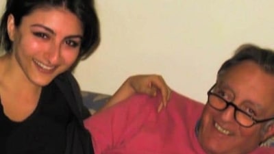 Soha Ali Khan with dad Mansoor Ali Khan Pataudi. Soha Ali Khan with dad Mansoor Ali Khan Pataudi. 