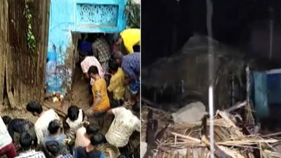 Images of the wall collapse incidents in UP's Etawah shared by ANI.
