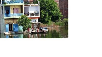 Low lying areas in Prayagraj were submerged following the floods recently. (HT Photo) Low lying areas in Prayagraj were submerged following the floods recently. (HT Photo)