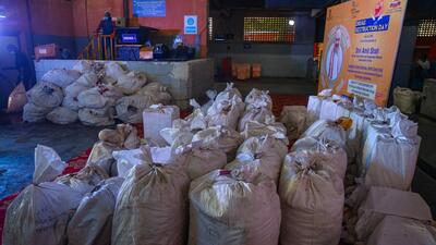 Drugs seized in Delhi by Narcotics Control Bureau (NCB). The Delhi Police special cell on Wednesday announced the seizure of 346kg drugs from a container at Mumbai port. (Sanchit Khanna/HT Photo)