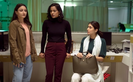 Soha Ali Khan, Kritika Kamra, and Shahana Goswami in a still from Hush Hush.