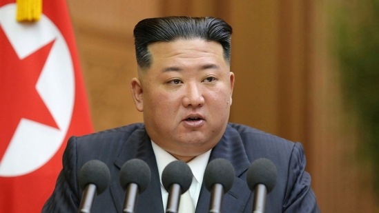 North Korean leader Kim Jong Un delivers a speech during a parliament in Pyongyang, North Korea.(AP)