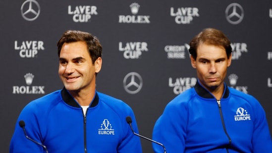 Team Europe's Roger Federer and Rafael Nadal during a press conference( Reuters)