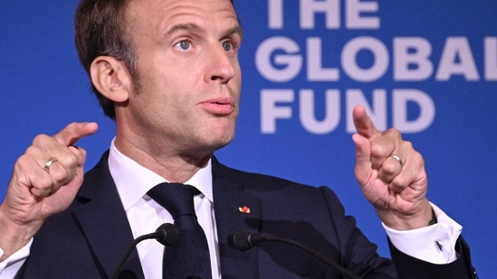 Russia-Ukraine War: French President Emmanuel Macron speaks in an address.(AFP)