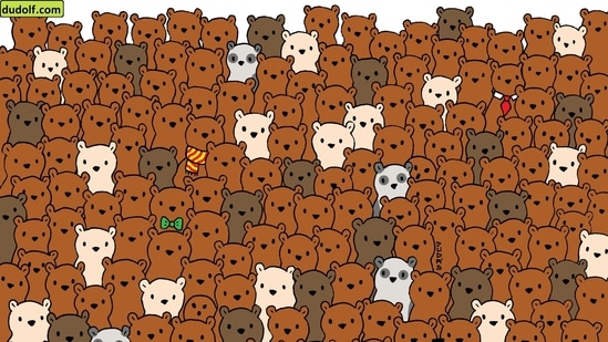 This brain teaser has three coconuts hidden in plain sight among bears. Can you spot them all?(Instagram/@thedudolf)