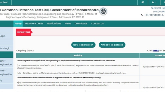 MHT CET counselling 2022 begins on cetcell.mahacet.org; Direct link, schedule MHT CET counselling 2022 begins on cetcell.mahacet.org; Direct link, schedule