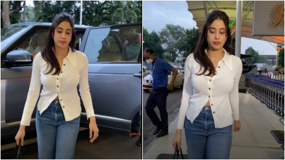 Janhvi Kapoor flies out of Mumbai in style.(HT Photos/Varinder Chawla)