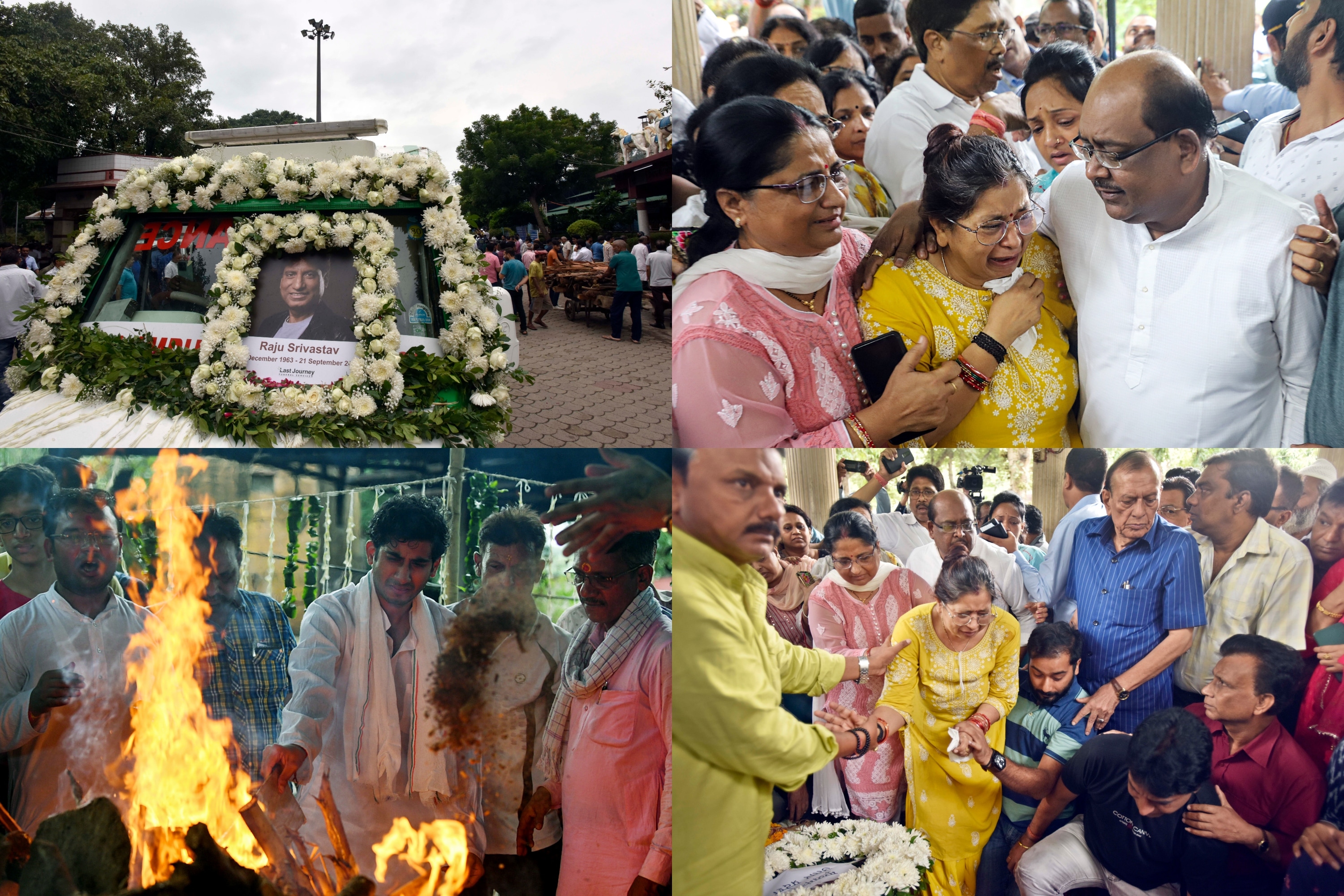 Raju Srivastava cremated in Delhi. (PTI photos)(PTI)