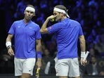 Roger Federer and Rafael Nadal vs Tiafoe and Sock Laver Cup 2022 Live(AP) Roger Federer and Rafael Nadal vs Tiafoe and Sock Laver Cup 2022 Live(AP)
