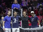 From left, Andy Murray, Novak Djokovic, Roger Federer and Rafael Nadal attend a training session ahead of the Laver Cup(AP) From left, Andy Murray, Novak Djokovic, Roger Federer and Rafael Nadal attend a training session ahead of the Laver Cup(AP)