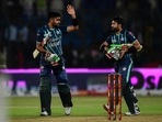 Babar Azam and Mohammad Rizwan celebrate after their win in second T20I against England(AFP) Babar Azam and Mohammad Rizwan celebrate after their win in second T20I against England(AFP)
