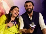 Alia Bhatt (L) and Ranbir Kapoor gesture during the promotion of their Hindi film Brahmastra.(AFP) Alia Bhatt (L) and Ranbir Kapoor gesture during the promotion of their Hindi film Brahmastra.(AFP)