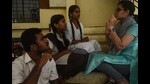 Students interact in sign language at CR Ranganathan residential school for deaf at Tingre Nagar on Friday. (Shankar Narayan/HT PHOTO) Students interact in sign language at CR Ranganathan residential school for deaf at Tingre Nagar on Friday. (Shankar Narayan/HT PHOTO)